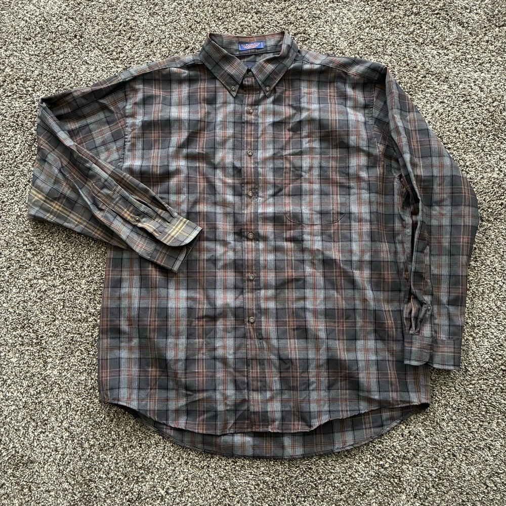 Vintage Sir Pendleton XL Gray Plaid Long Sleeve Button Down Shirt